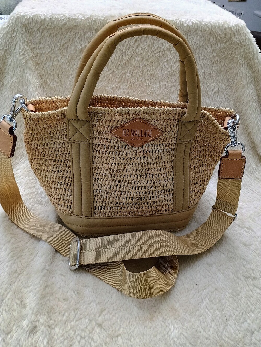 MZ Wallace Mini Raffia Tote in Camel - NWOT